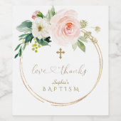 ピンクのフローラユニーク金ゴールドクロスカプテスマ ワインラベル (シングルラベル)