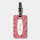 ピンクのフローラライリーのピリーパターン名荷物タグ ラゲッジタグ (正面縦)