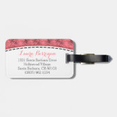 ピンクのフローラライリーのピリーパターン名荷物タグ ラゲッジタグ (裏面横)