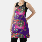 ピンクのフローララインの紫色の象のスケッチ エプロン (インサイチュ)