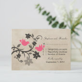 ピンクのフローララブバードの応答カード 出欠カード (スタンド正面)