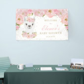 ピンクのフローララマママアニマルベビーシャワー背景 横断幕 (トレードショー)
