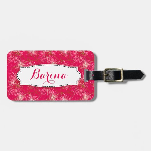 ピンクのフローラリリーのピルパターズラゲッジタグ ラゲッジタグ (正面横)