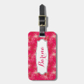 ピンクのフローラリリーのピルパターズラゲッジタグ ラゲッジタグ (正面縦)