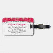 ピンクのフローラリリーのピルパターズラゲッジタグ ラゲッジタグ (裏面横)