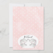 ピンクのフローラリースゾウ双子の赤ちゃんシャワー 招待状 (裏面)