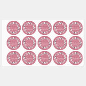 ピンクのフローラリースベビーガール子供の名前の防水 ラベル (シート)