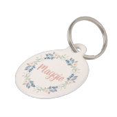 ピンクのフローラリース名前をカスタムするラベルドッグ ペット　ネームタグ (側面)