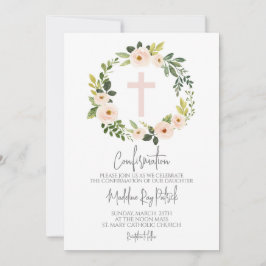 ピンクのフローラリース確認 招待状