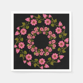 ピンクのフローラリース | の結婚紙ナプキン スタンダードカクテルナプキン
