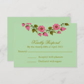 ピンクのフローラリース | ウェディングRSVP 出欠カード (正面/裏面)