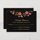 ピンクのフローラリース | ウェディングRSVP 出欠カード (正面/裏面)