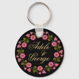 ピンクのフローラリース |キーチ結婚ェイン キーホルダー