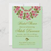ピンクのフローラリース |ブライダルシャワーの招待 招待状 (正面)