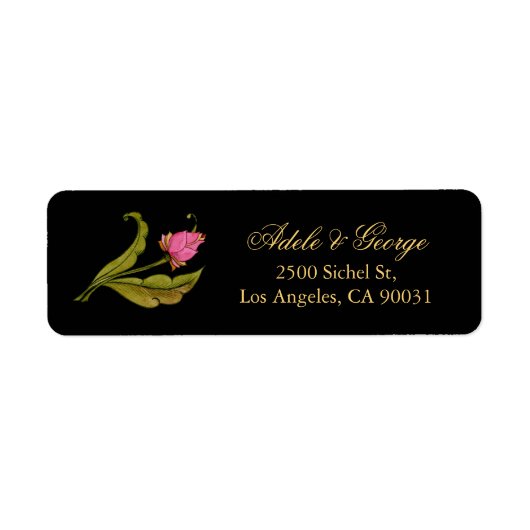 ピンクのフローラリース |差出人住所ラベル ラベル (正面)