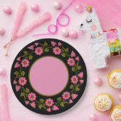 ピンクのフローラリース |紙プレート ペーパープレート (パーティー)