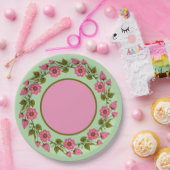 ピンクのフローラリース |紙プレート ペーパープレート (パーティー)