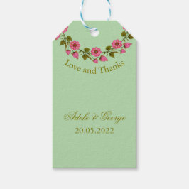 ピンクのフローラリース |結婚様のギフトラベル ギフトタグ