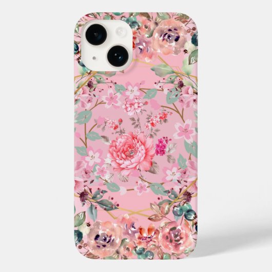 ピンクのフローラリース、花過負荷 Case-Mate iPhoneケース (裏面)
