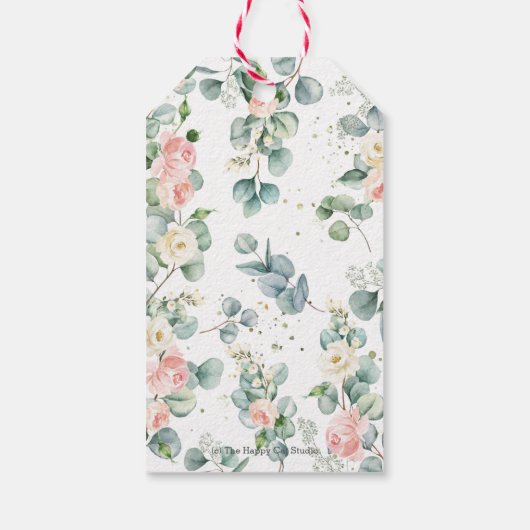 ピンクのフローラリービエレファントガールベビーシャワーのお気に入り ギフトタグ (裏面)