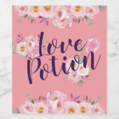 ピンクのフローラルウォーター色バレンティンラブポーション ワインラベル (シングルラベル)