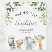 ピンクのフローラルサファリベイビーシャワー飲料ラベルセット ワインラベル (シングルラベル)