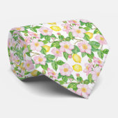 ピンクのフローラレモンのパターン ネクタイ (ロール)