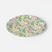 ピンクのフローラレモンのパターン ペーパープレート (アングル)
