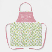 ピンクのフローラレモン柑橘類クイーンオブザキッチン エプロン (正面)