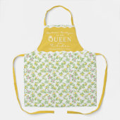 ピンクのフローラレモン柑橘類クイーンオブザキッチン エプロン (正面)
