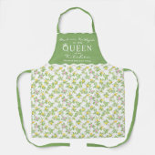 ピンクのフローラレモン柑橘類クイーンオブザキッチン エプロン (正面)