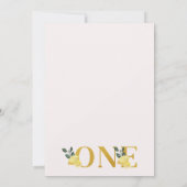 ピンクのフローラレモン私たちのメインスクイーズ1歳の誕生日 招待状 (裏面)