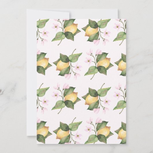 ピンクのフローラレモン私たちのメイン絞り1日の誕生日 招待状 (裏面)