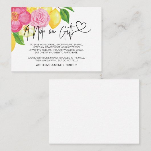 ピンクのフローラレモンA贈り物の贈り物がよく欲しい エンクロージャーカード (正面/裏面)