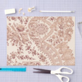 ピンクのフローラレースとバラ 薄葉紙 (クラフト)