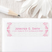 ピンクのフローラレースフレーム白いマスクの背景 ラベル (インサイチュ)