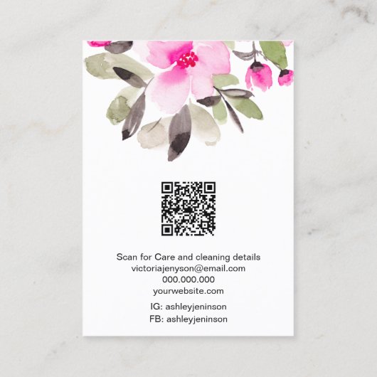 ピンクのフローラロゴジュエリーイヤリングネックレス 名刺 (裏面)