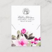 ピンクのフローラロゴジュエリーイヤリングネックレス 名刺 (正面)