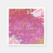 ピンクのフローラロファンシーンチエレガントックブライダルシャワー スタンダードカクテルナプキン (正面)