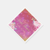 ピンクのフローラロファンシーンチエレガントックブライダルシャワー スタンダードカクテルナプキン (角)