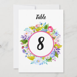 ピンクのフローラロマン結婚ティックのテーブル番号 招待状