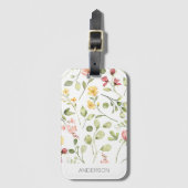 ピンクのフローラワイルドフラワー名 ラゲッジタグ (正面縦)