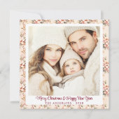 ピンクのフローラヴィンテージカスタマイズ可能フラット シーズンカード (正面)