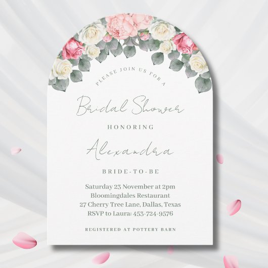 ピンクのフローラヴィンテージガーデンバラブライダルシャワーInv 招待状