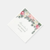 ピンクのフローラヴィンテージガーデンバラベビーシャワー スタンダードカクテルナプキン (角)