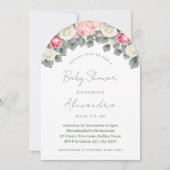ピンクのフローラヴィンテージガーデンバラベビーシャワー 招待状 (正面)