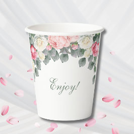 ピンクのフローラヴィンテージガーデンバラベビーシャワー 紙コップ
