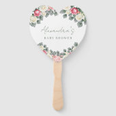 ピンクのフローラヴィンテージバラ赤ちゃんシャワーありがとう ハンドファン (正面)