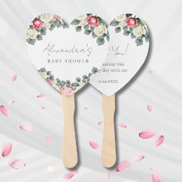 ピンクのフローラヴィンテージバラ赤ちゃんシャワーありがとう ハンドファン