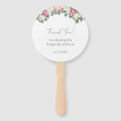 ピンクのフローラヴィンテージバラ赤ちゃんシャワーありがとう ハンドファン (裏面)